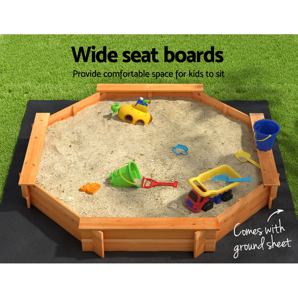 Keezi Kids Sandpit Wooden Round Sand Pit