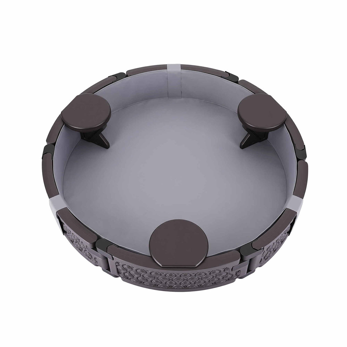 Kids Outdoor Sandpit Toys Sandbox 121cm Round Brown 3 Seats Cover
