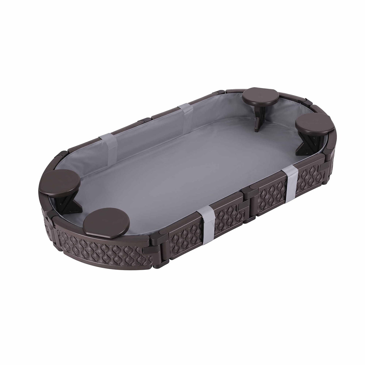 Keezi Kids Sandpit Toys Outdoor Sandbox Oval Sand Pit 4 Seats Grey