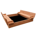 Keezi Kids Sandpit Wooden Sandbox Sand Pit Foldable Seat Outdoor