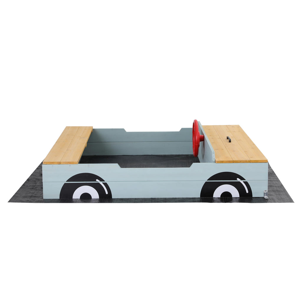 Keezi Wooden Car Sandpit Kids Sandbox Outdoor Play Toy w/ Storage