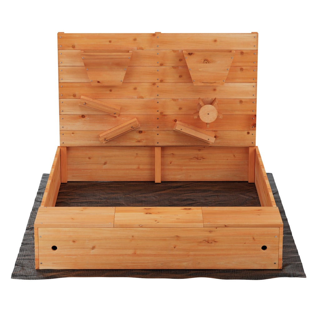 Keezi Kids Sandpit Wooden Sandbox Sand Pit