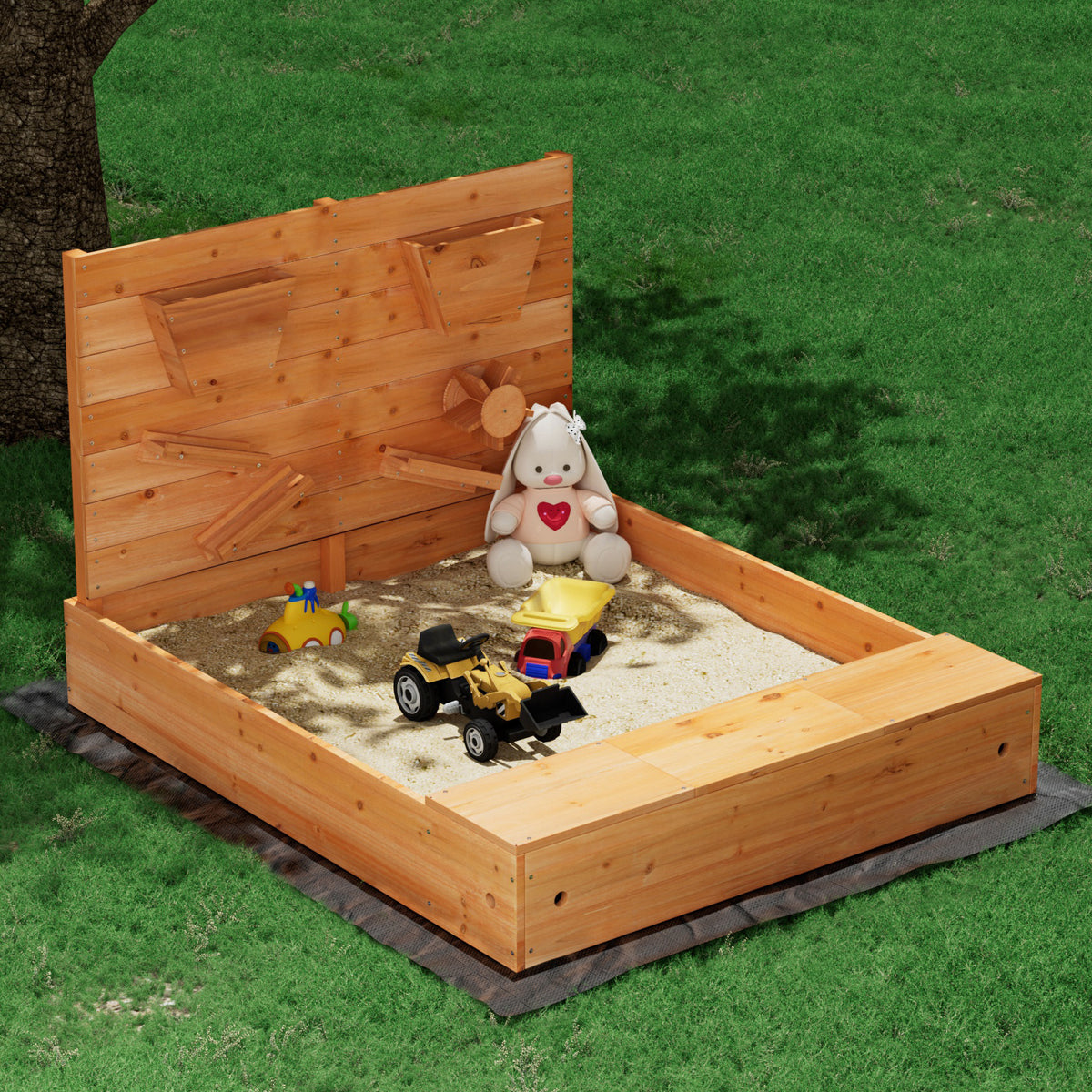 Keezi Kids Sandpit Wooden Sandbox Sand Pit