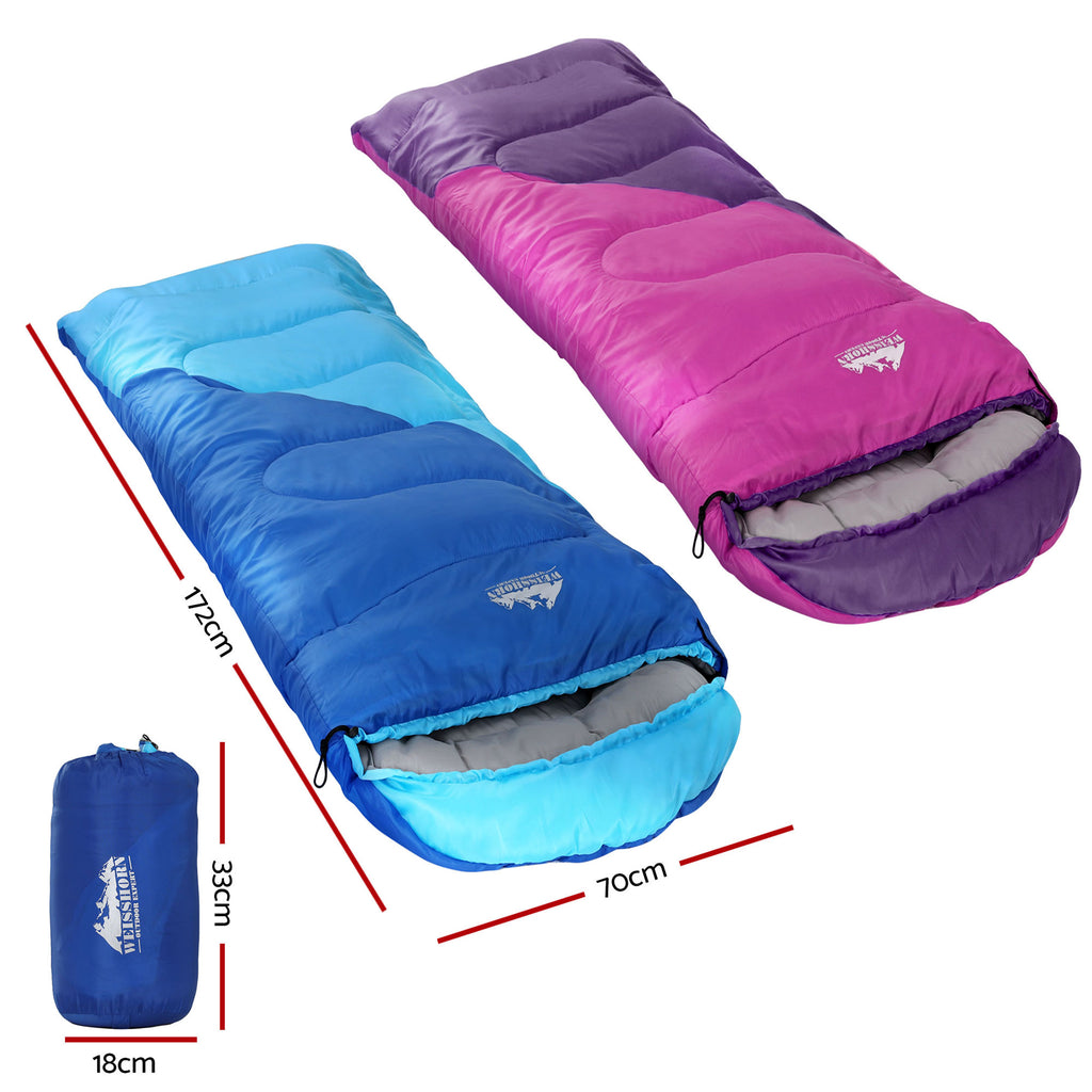 Weisshorn Sleeping Bag Set of 2 Kids Single 172cm Thermal Camping