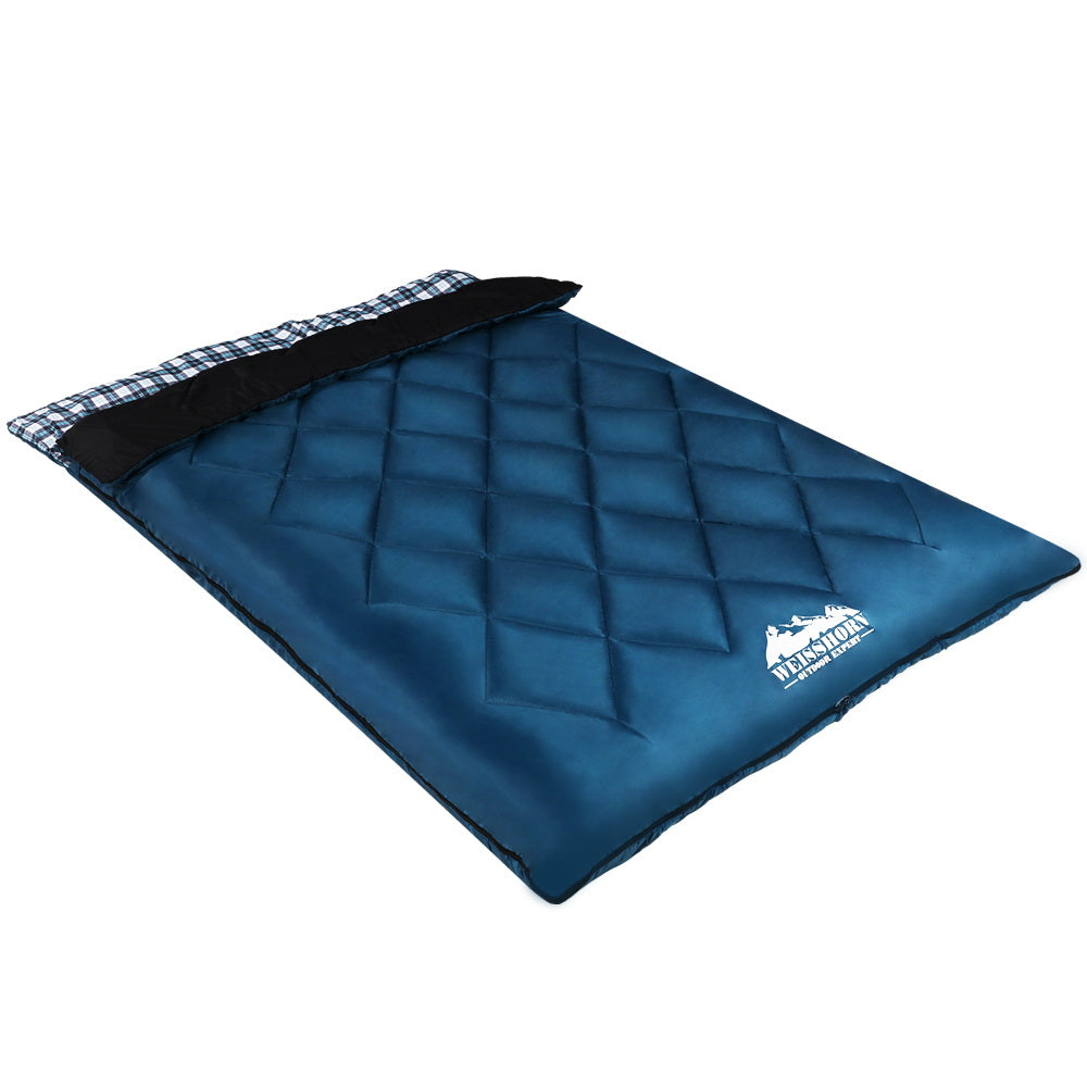 Weisshorn Sleeping Bag Double Pillow Thermal Camping Hiking Tent Blue