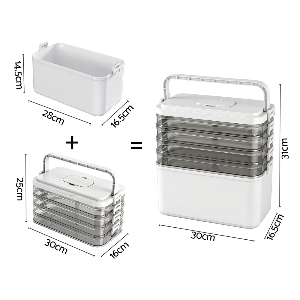Artiss 5 Tier Clear Portable Storage Box, 30 x 16.5 x 31 cm