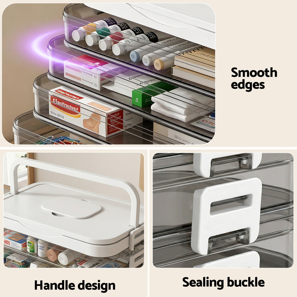 Artiss 5 Tier Clear Portable Storage Box, 30 x 16.5 x 31 cm