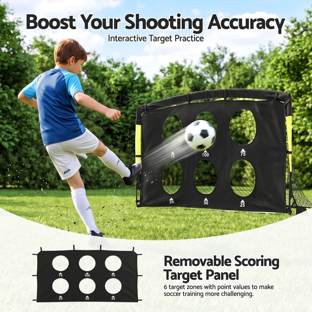 Everfit Pop Up Soccer Goals 2 Piece Set Target Net Kids Indoor Outdoor