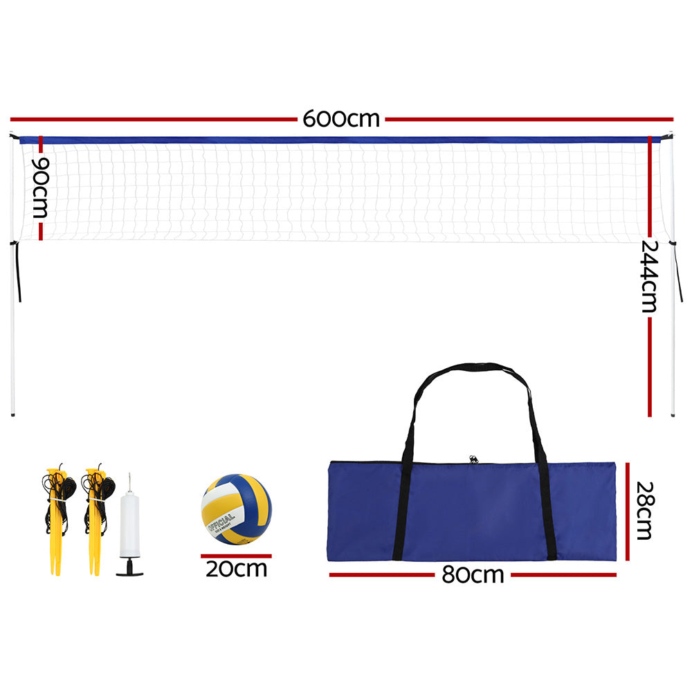 Everfit 6M Portable Volleyball Net Set Adjustable Height Multi-Sport