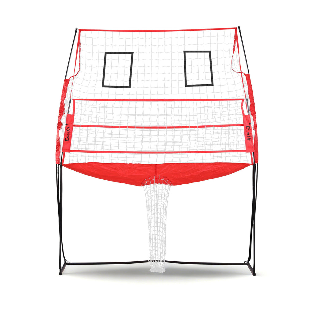 Everfit 8 ft Training Volleyball Net, Yellow and Red, on a white background