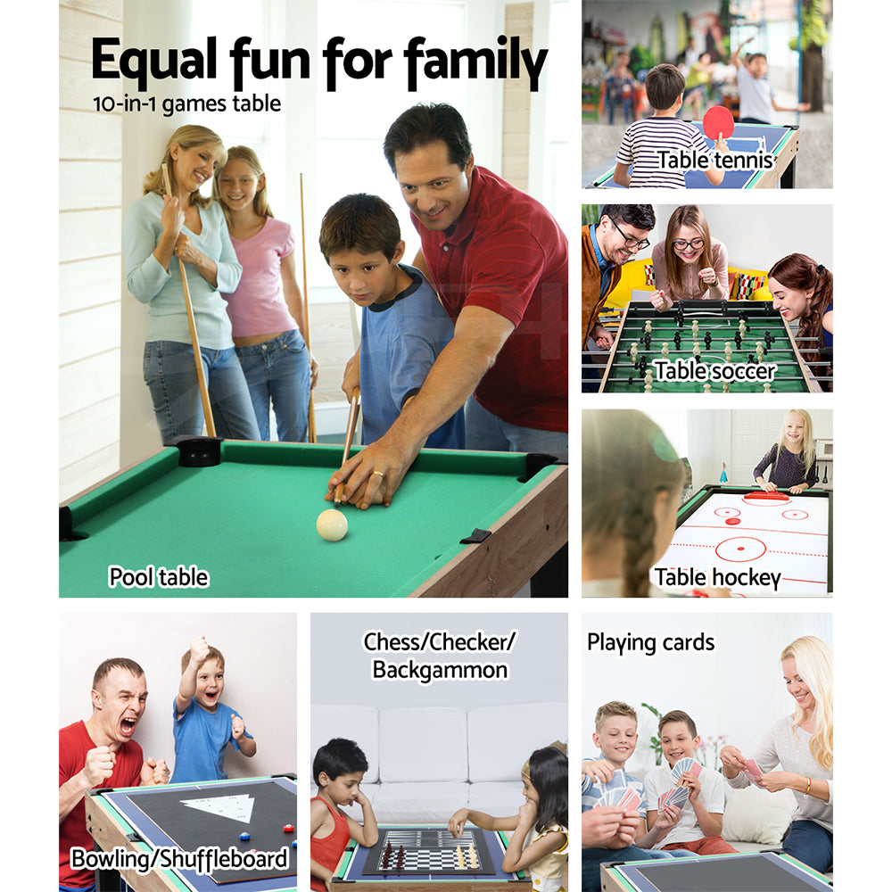 10-in-1 Games Table Soccer Foosball Pool Table Tennis Air Hockey