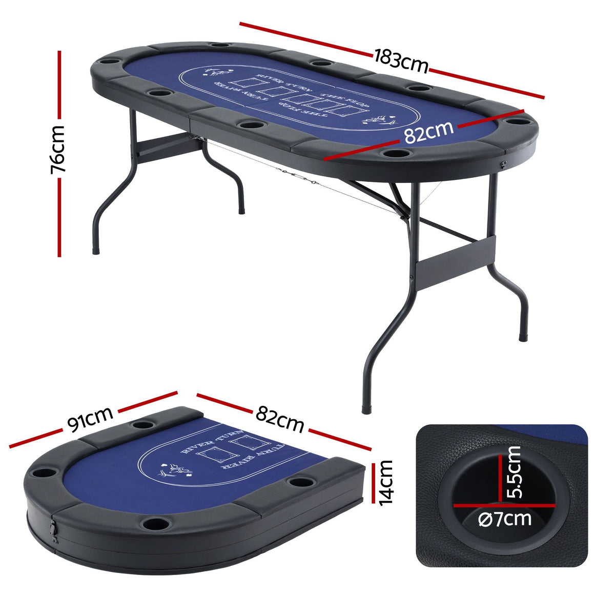 Poker Game Table Folding Poker Table 8 Player 1.8M 8-Player Table Top