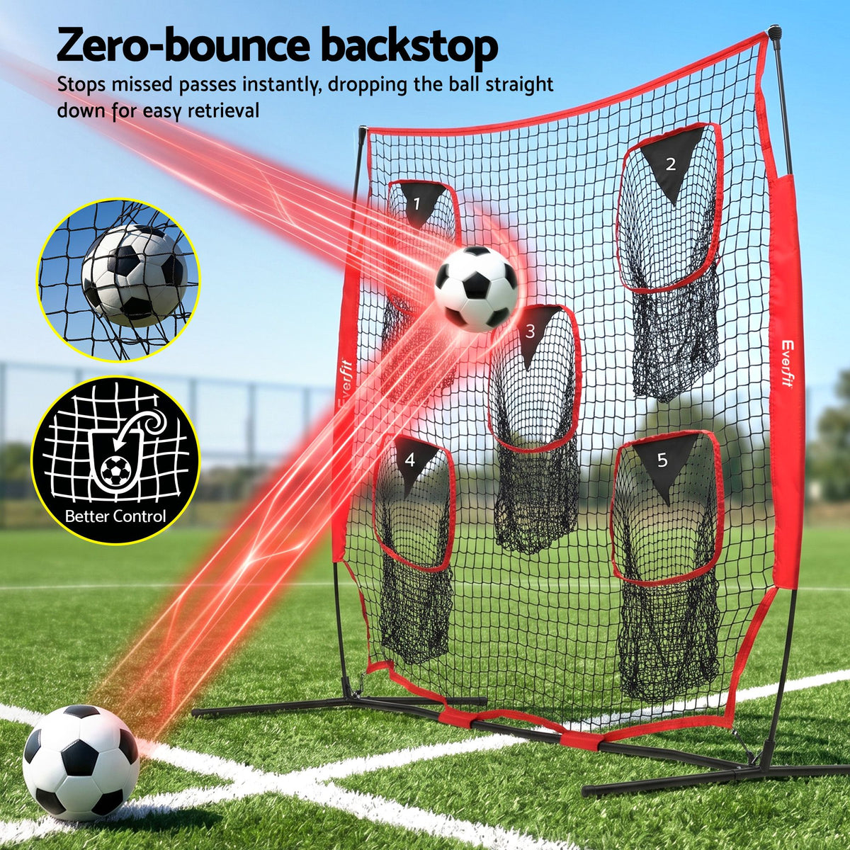 Everfit 1.8m Football Training Net 5 Target Portable Soccer Goal Nets