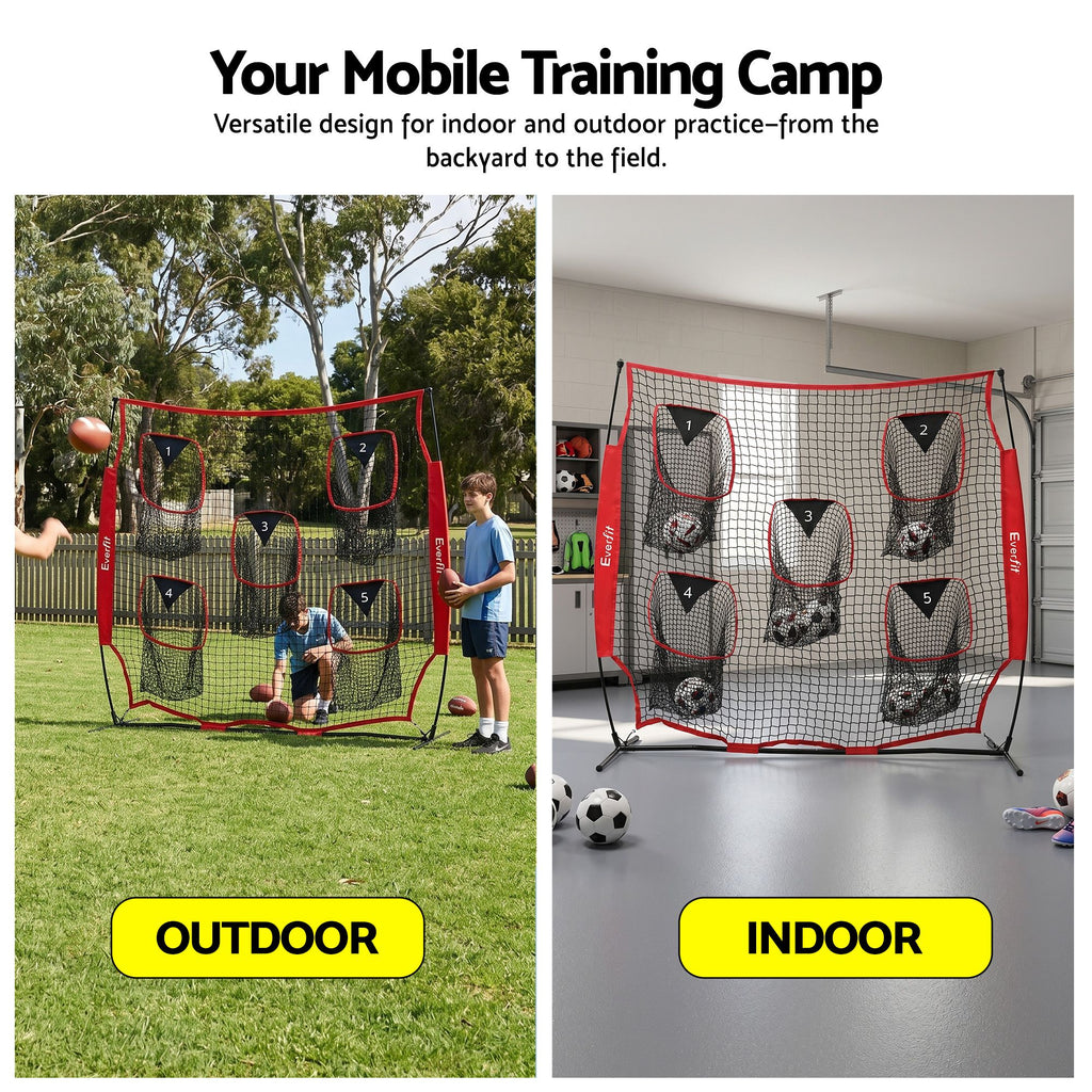 Everfit 1.8m Football Training Net 5 Target Portable Soccer Goal Nets