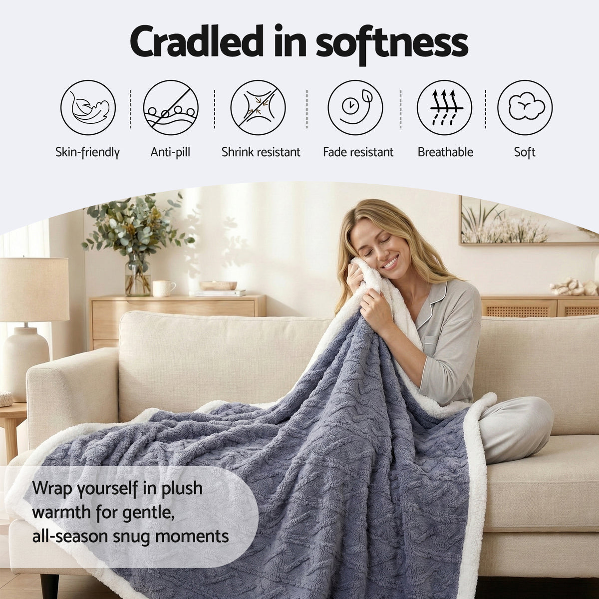 Giselle Bedding Double-Sided Fleece Throw Blanket