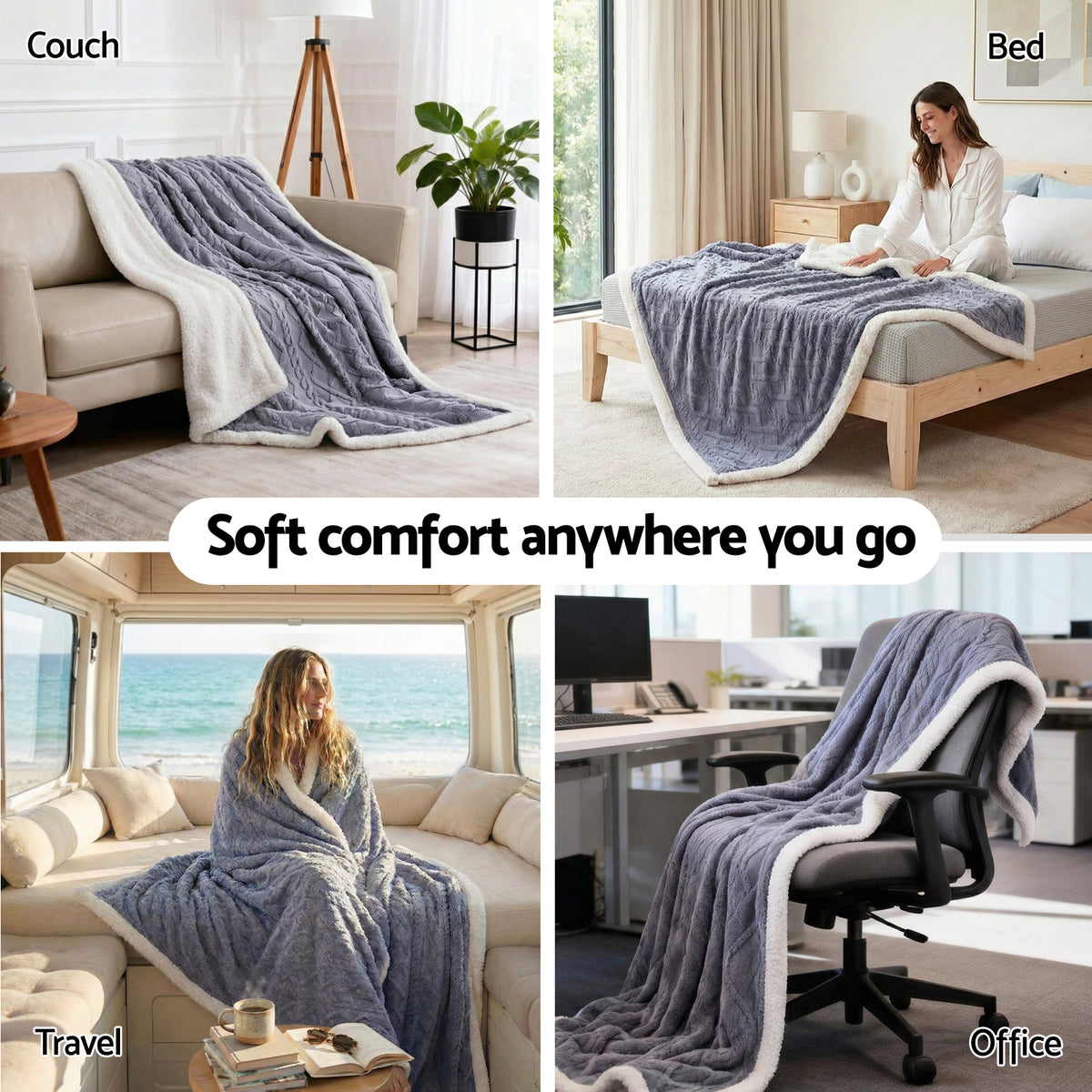 Giselle Bedding Double-Sided Fleece Throw Blanket