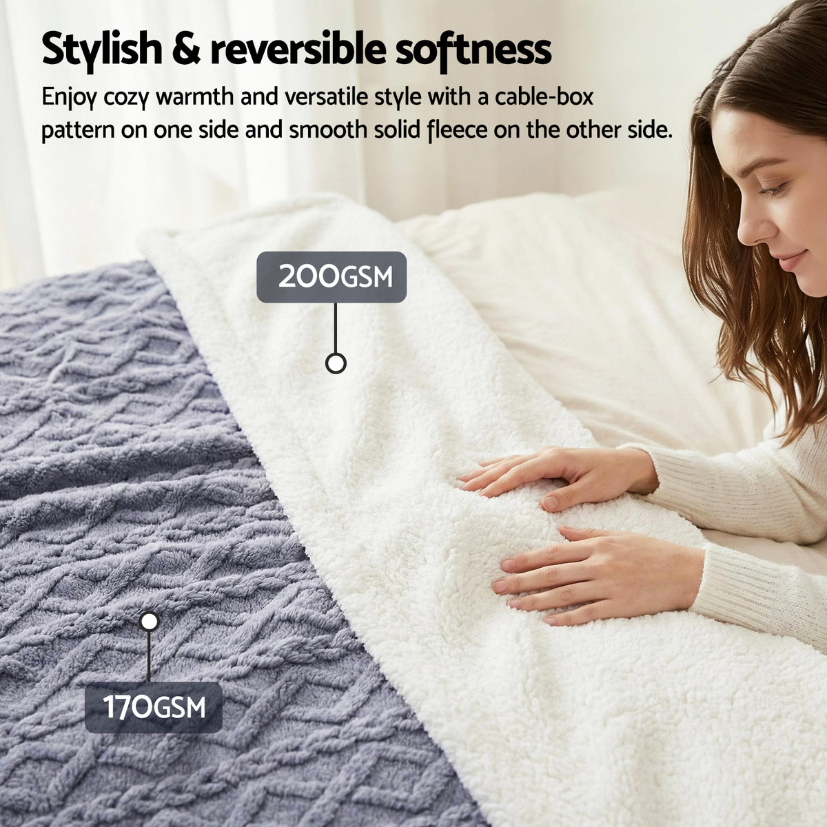 Giselle Bedding Double-Sided Fleece Throw Blanket