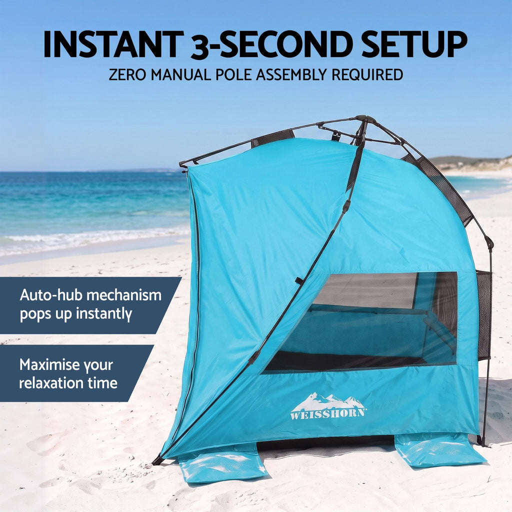 Weisshorn Beach Tent 3-4 Person Pop Up Sun Shade UPF 50 Automatic