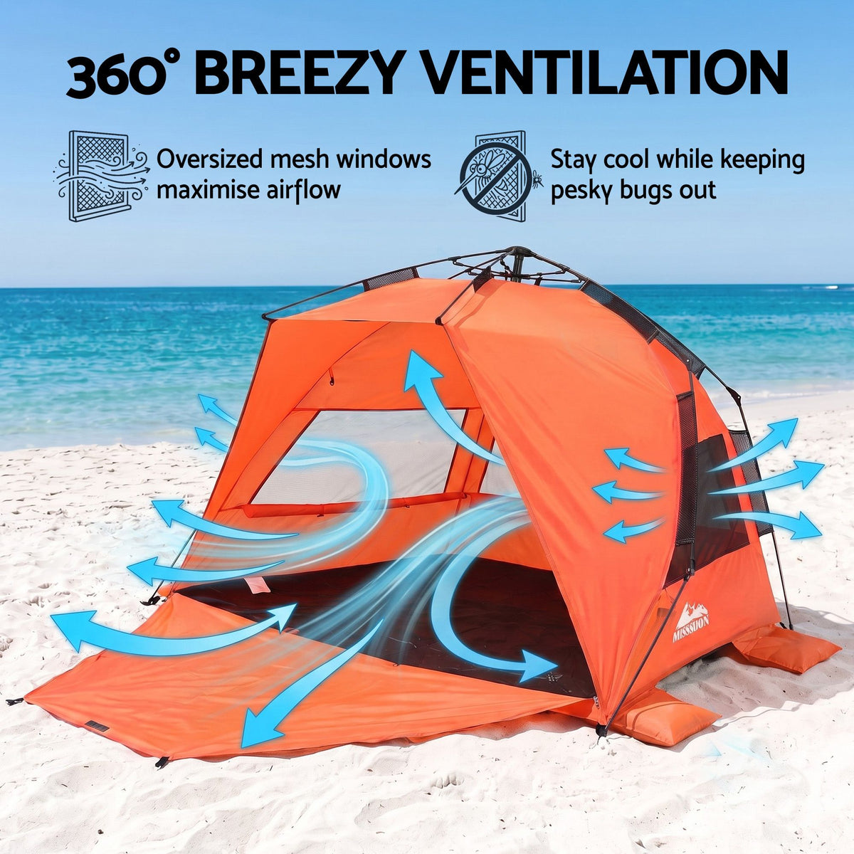 Weisshorn Beach Tent 3-4 Person Pop Up Sun Shade UPF 50 Automatic