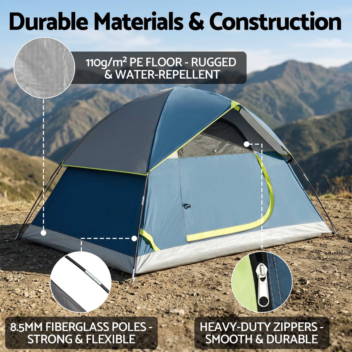Weisshorn 2 Person Camping Dome Tent Lightweight Waterproof Outdoor