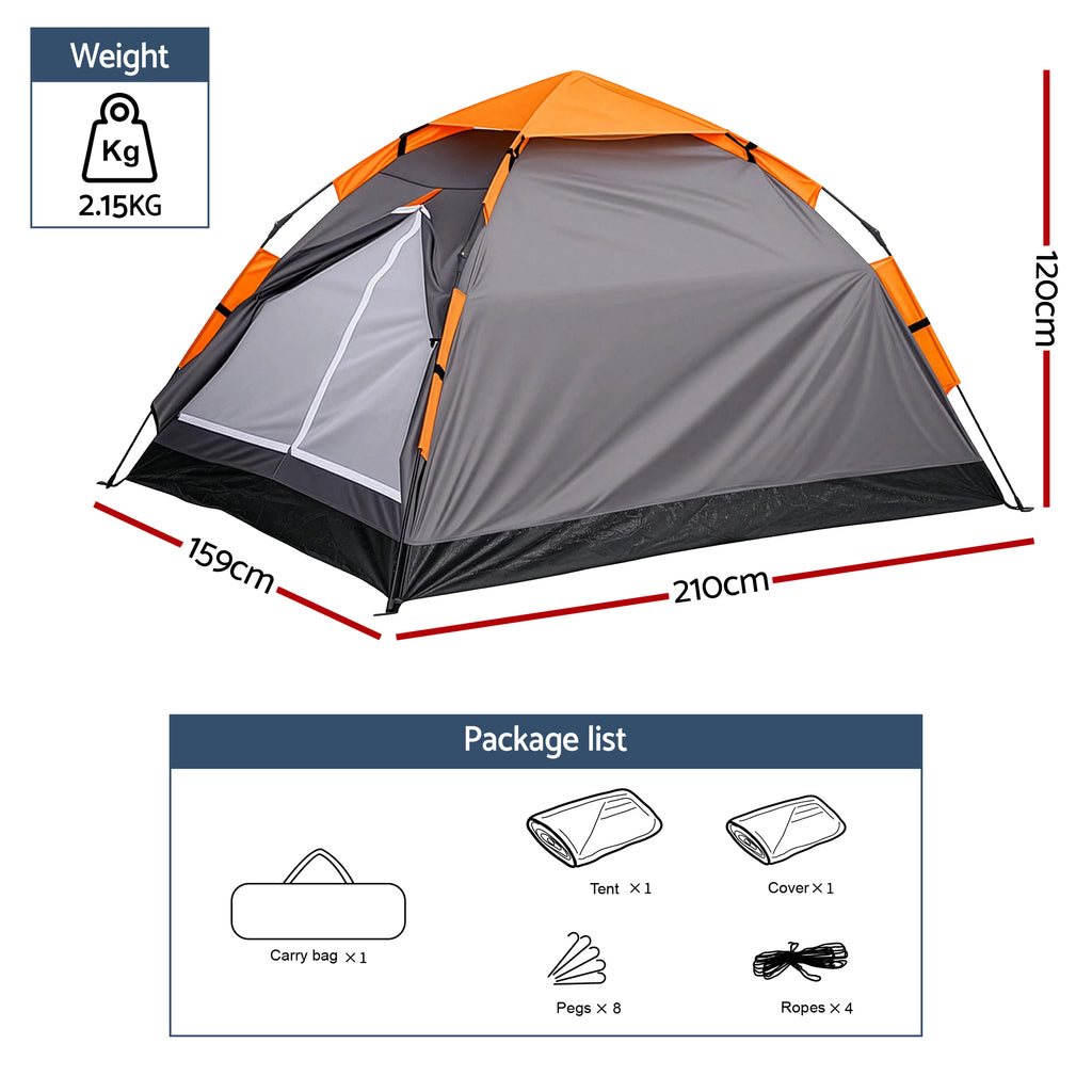 Weisshorn 2 Person Instant Pop Up Camping Tent Automatic Waterproof
