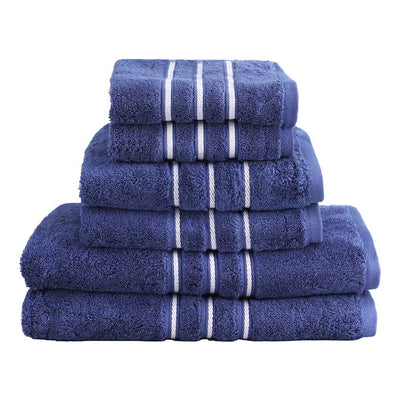 6 Piece Cotton Bath Towel Set, 650 GSM, Navy