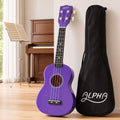 Alpha 21 Inch Soprano Ukulele with Carry Bag, Purple