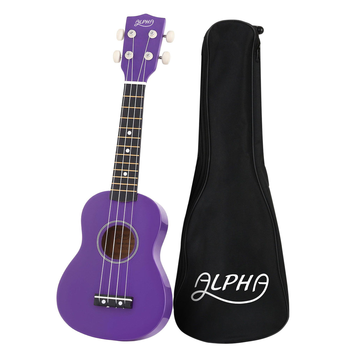 Alpha 21 Inch Soprano Ukulele with Carry Bag, Purple