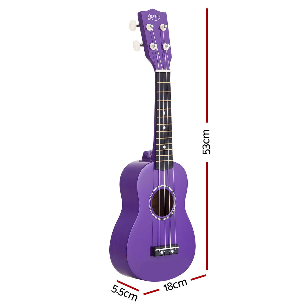 Alpha 21 Inch Soprano Ukulele with Carry Bag, Purple