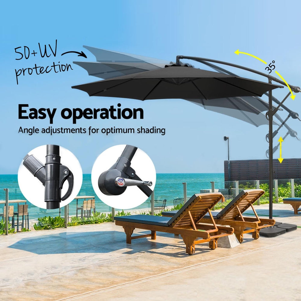 Instahut 3m Umbrella w/Base Outdoor Cantilever Beach Garden Patio