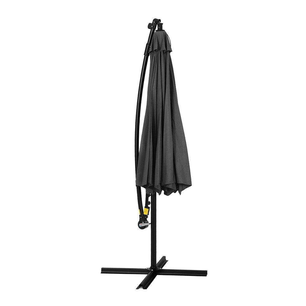 Instahut Outdoor Umbrella 3M Cantilever Beach LED Garden Shade Patio