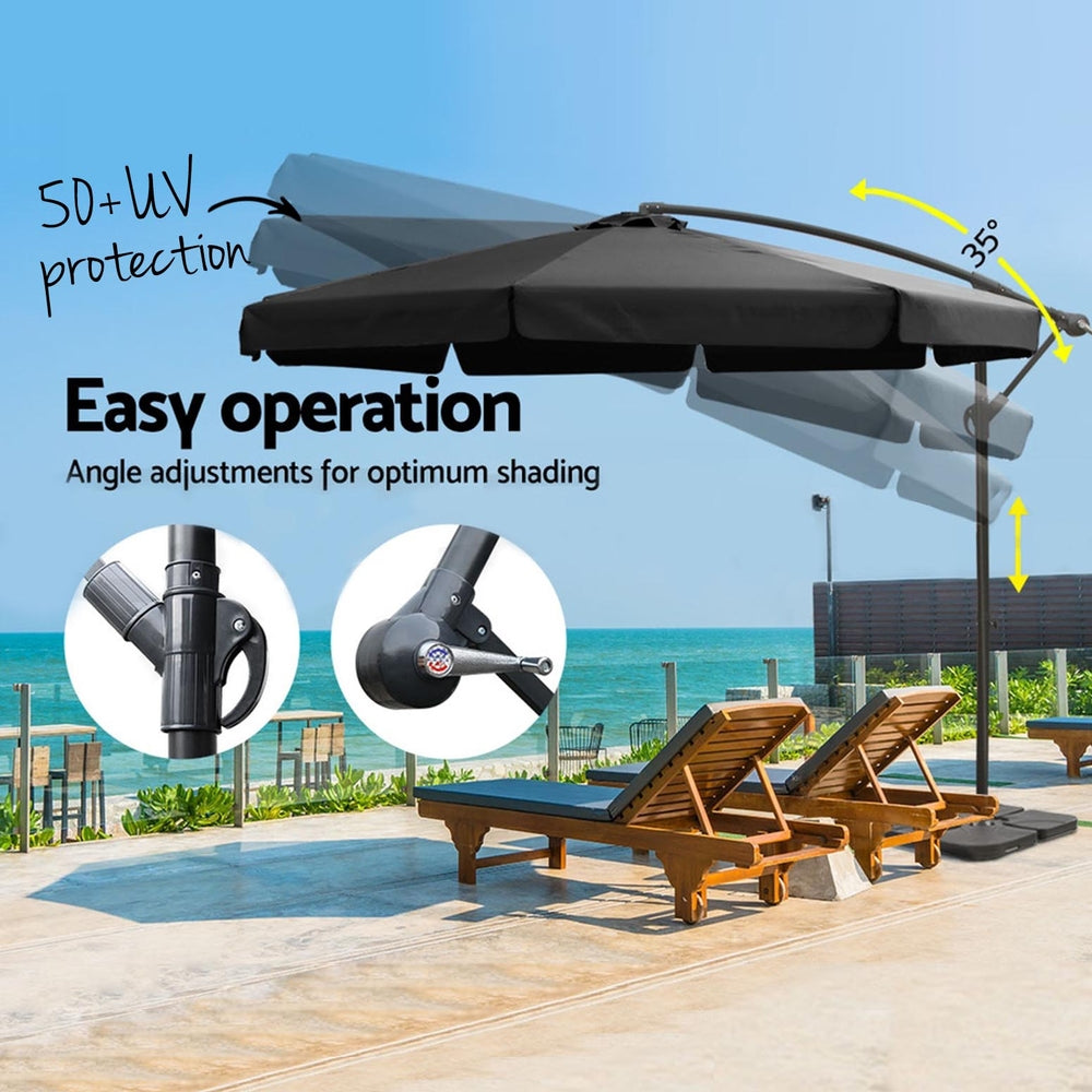 Instahut 3m Outdoor Umbrella w/Base Cantilever Garden Beach Patio