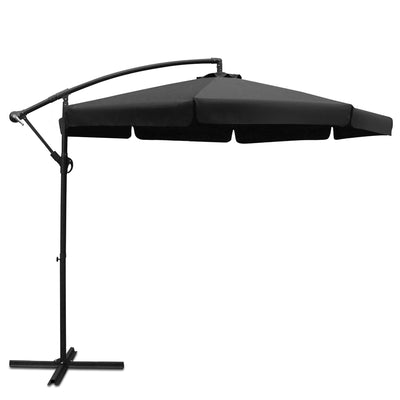Instahut 3m Cantilever Outdoor Umbrella, Black