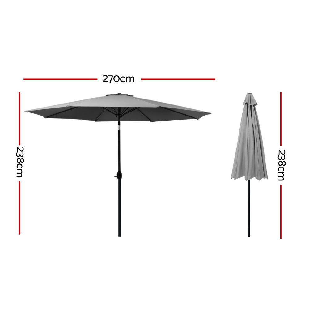 Instahut Outdoor Umbrella 2.7m Beach Pole Garden Tilt Sun Patio UV