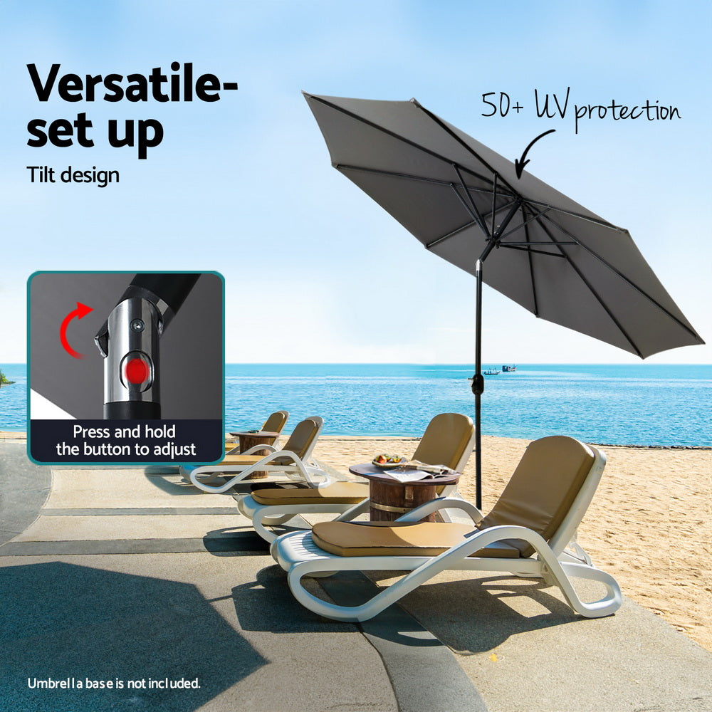 Instahut Outdoor Umbrella 2.7m Beach Pole Garden Tilt Sun Patio UV