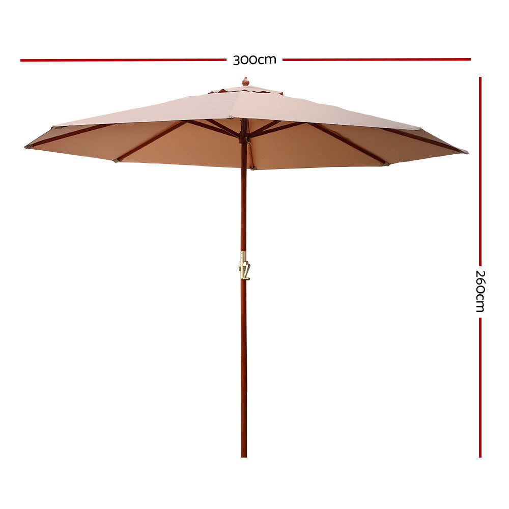Instahut 3m Outdoor Umbrella Pole Umbrellas Beach Garden Sun Stand