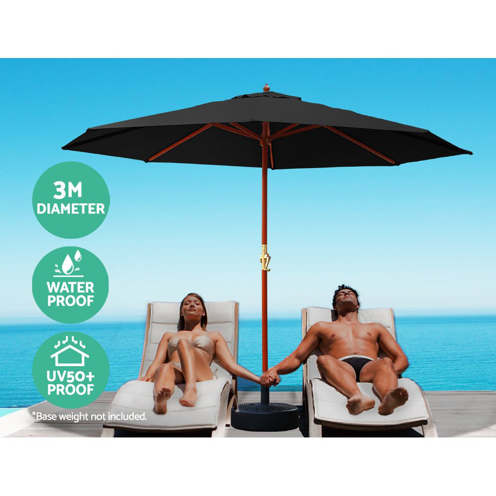 Instahut 3m Outdoor Umbrella Pole Umbrellas Beach Garden Sun Stand