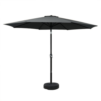 Instahut 3m Tilt Outdoor Umbrella with Base, Black