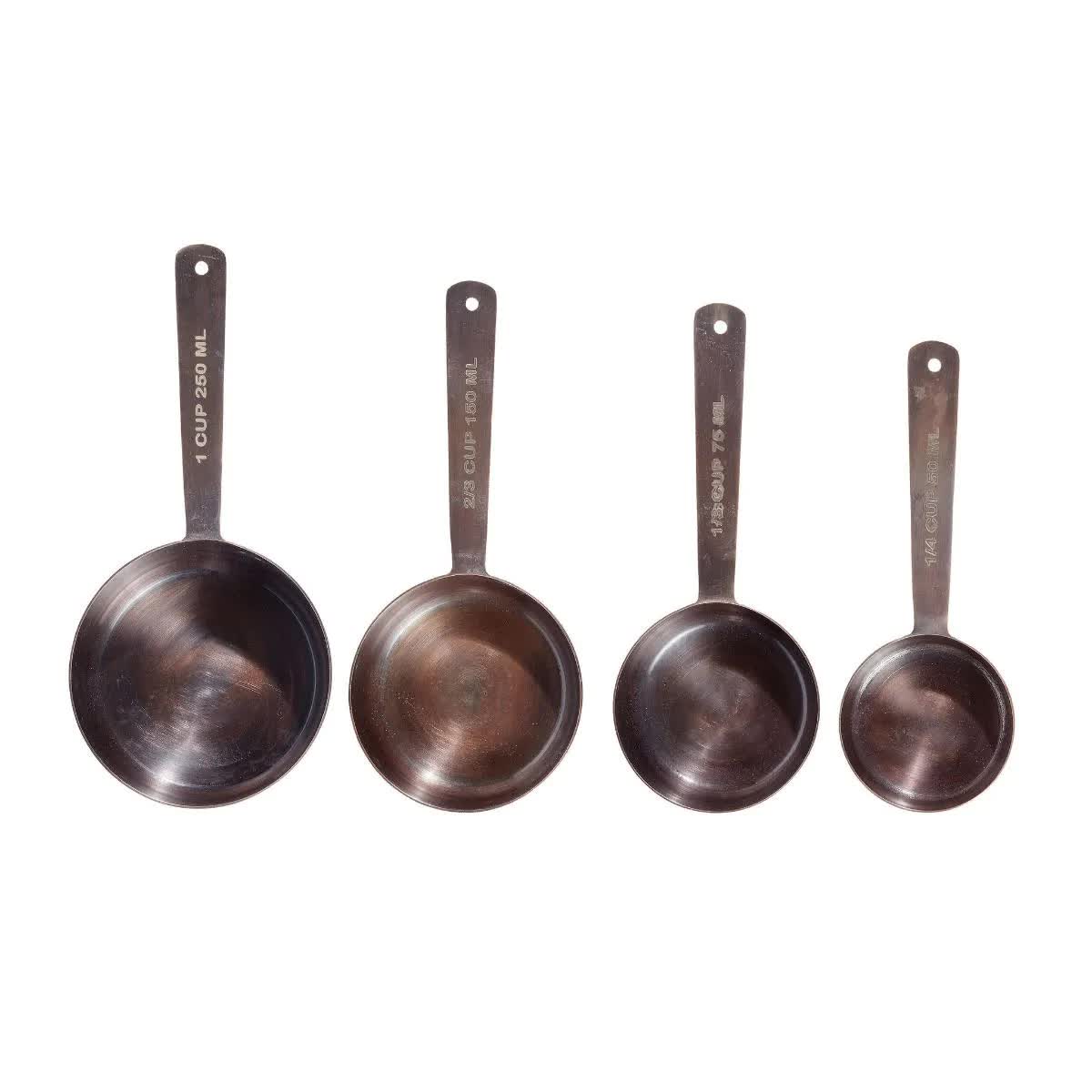 Antique Copper Finish Stainless Steel Measuring Cups, Set of 4