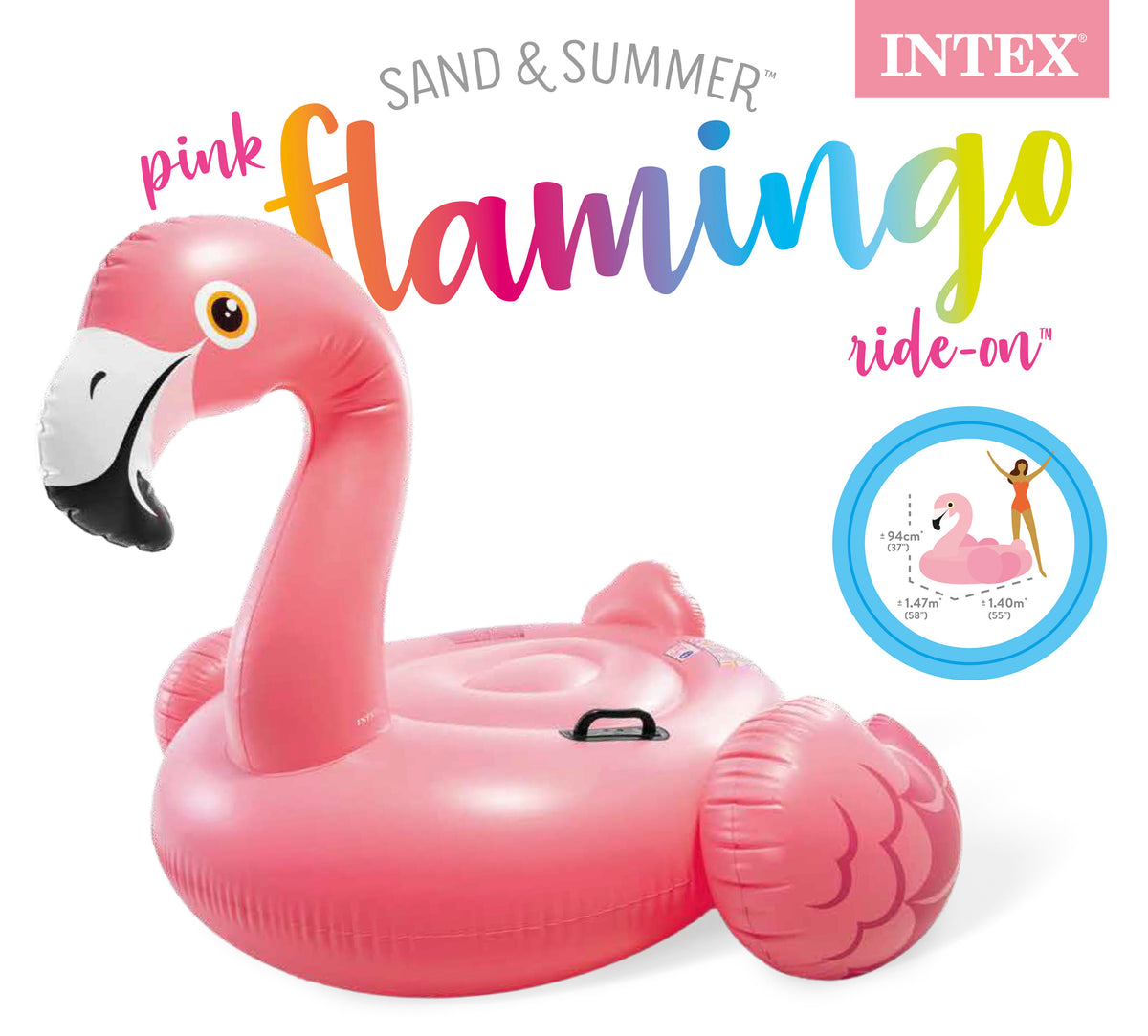 Intex Pink Flamingo Ride-On Pool Float, 147 x 140 x 94 cm