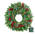 Pre-Lit Christmas Wreath with 50 LEDs and Timer, 61 cm