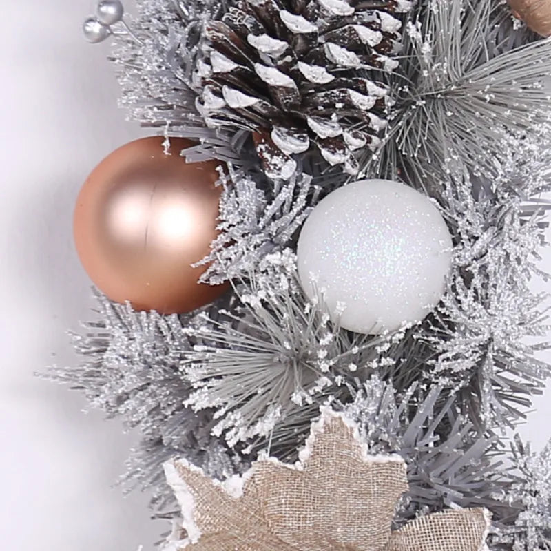 Silver Pine Cone Christmas Wreath, 40 cm