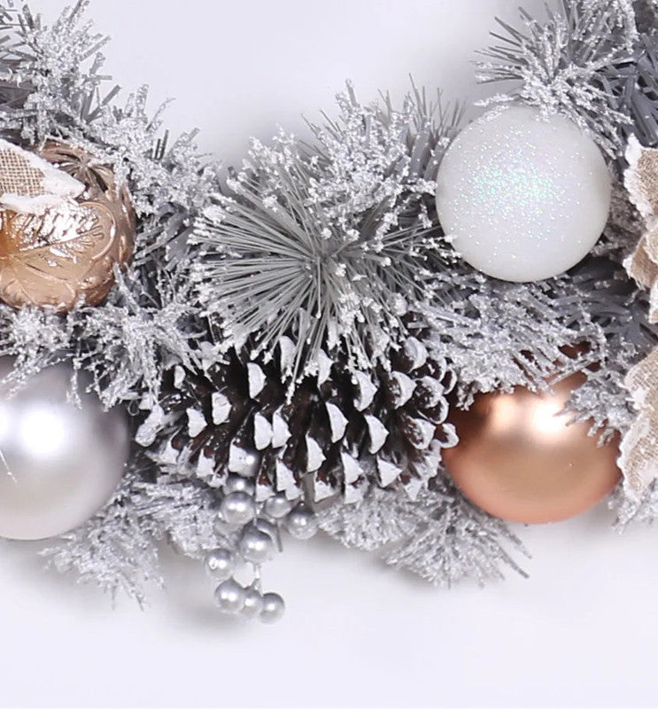 Silver Pine Cone Christmas Wreath, 40 cm