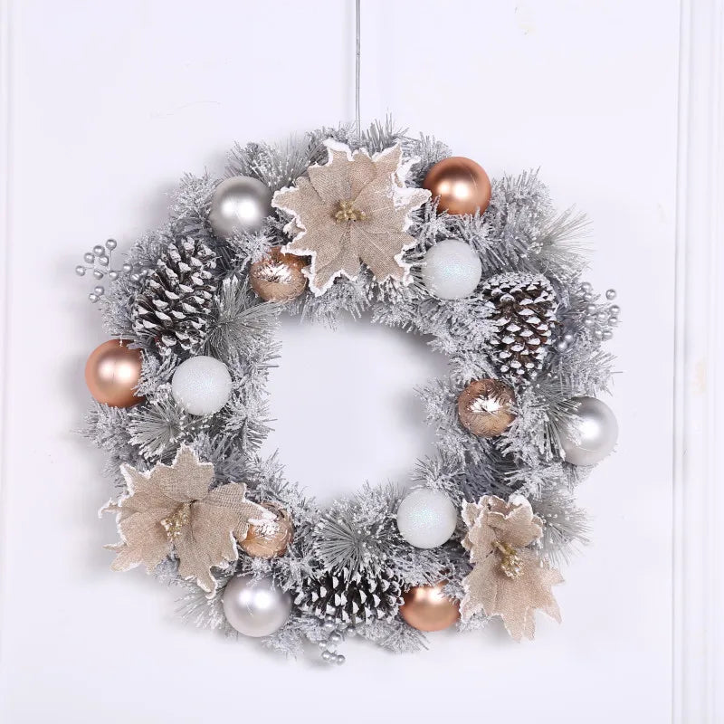 Silver Pine Cone Christmas Wreath, 40 cm