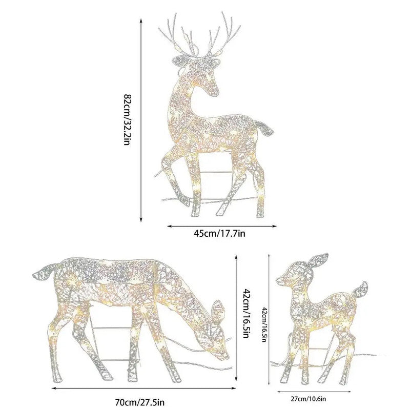 Light-Up Acrylic Reindeer Family, Set of 3