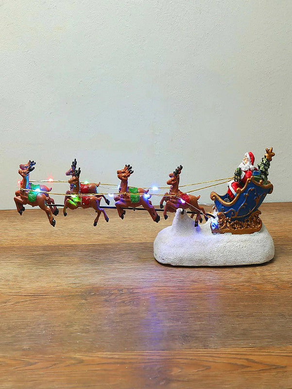 Light-Up Christmas Village House Set with Sleigh and Reindeer