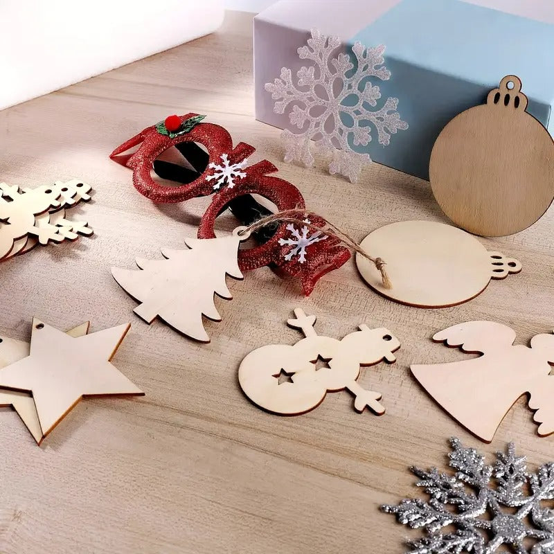 DIY Wooden Christmas Ornament Craft Set, 60 Pieces