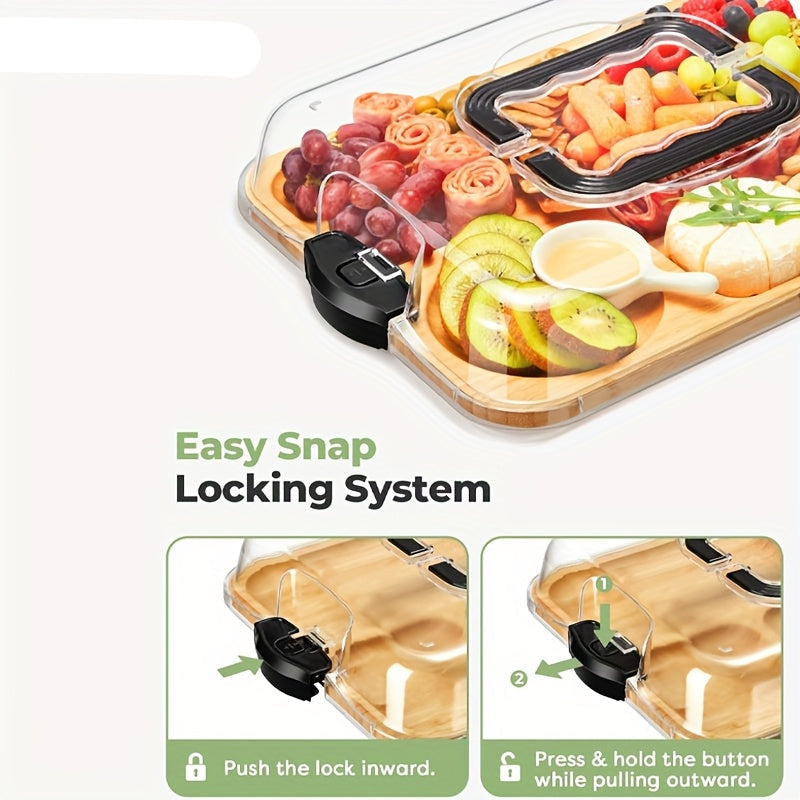 Bamboo Cheese Tray with Clear Acrylic Lid