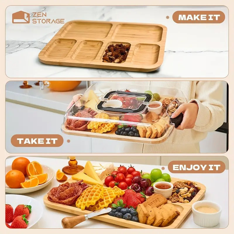 Bamboo Cheese Tray with Clear Acrylic Lid