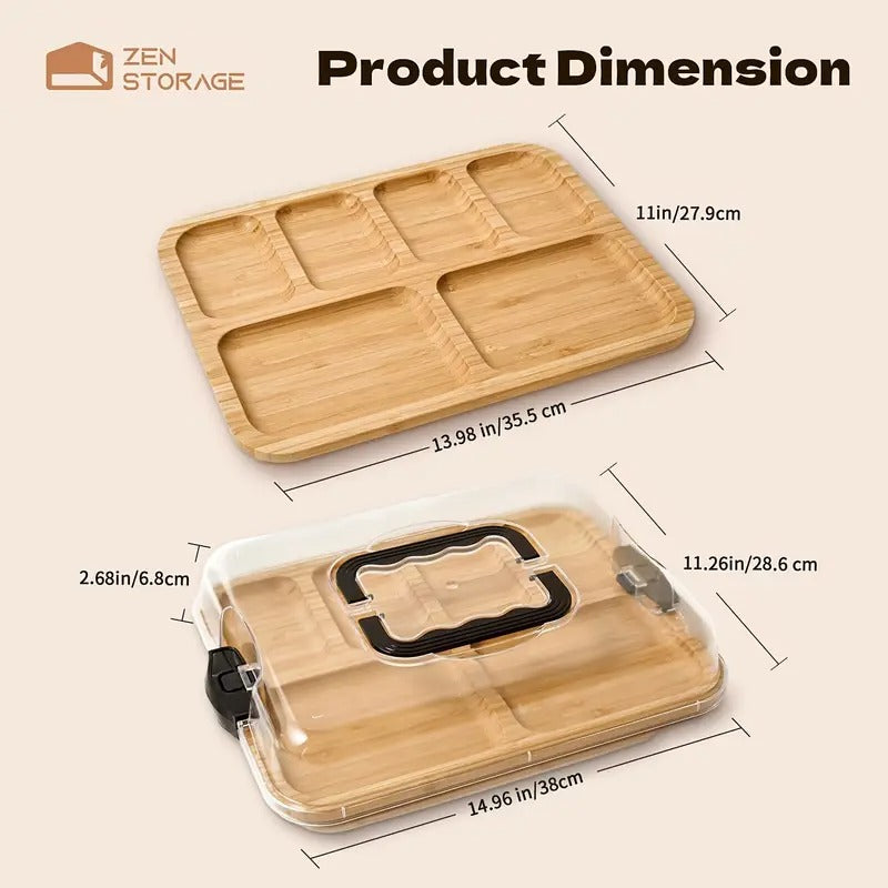 Bamboo Cheese Tray with Clear Acrylic Lid